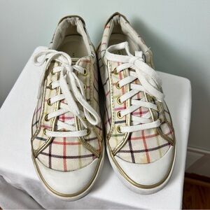 Coach Barrett Gold Plaid Sneakers | Women's Size 9.5 | Preppy Chic Low Tops